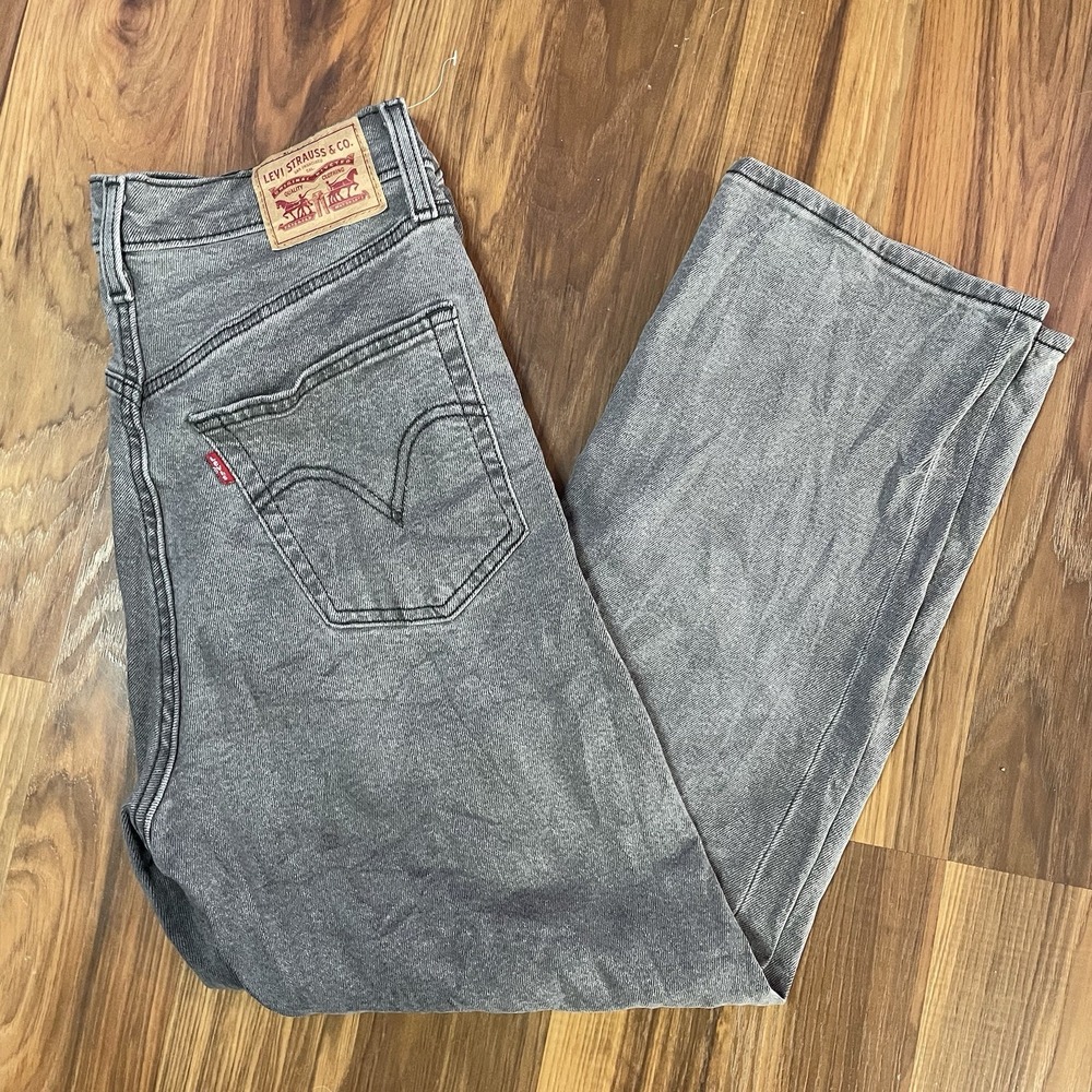 Womens 31x26 Levi's Ribcage Straight Ankle Jeans Ultra High Rise Gray Wash Denim